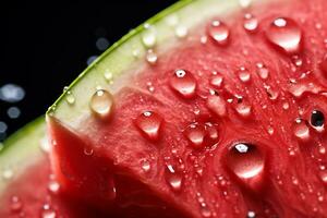 AI Generative image of juicy slice watermelon with water droplet photo