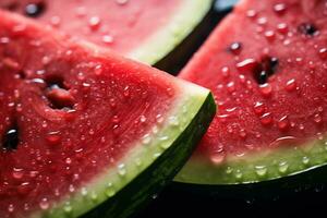 AI Generative image of juicy slice watermelon with water droplet photo