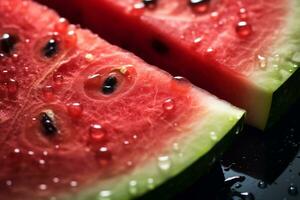 AI Generative image of juicy slice watermelon with water droplet photo