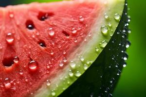 AI Generative image of juicy slice watermelon with water droplet photo
