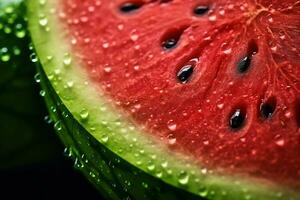 AI Generative image of juicy slice watermelon with water droplet photo