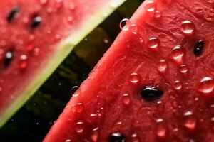 AI Generative image of juicy slice watermelon with water droplet photo