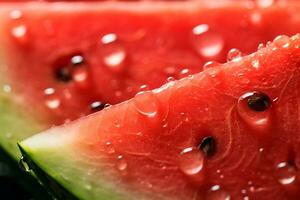 AI Generative image of juicy slice watermelon with water droplet photo