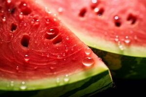 AI Generative image of juicy slice watermelon with water droplet photo