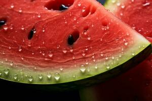 AI Generative image of juicy slice watermelon with water droplet photo