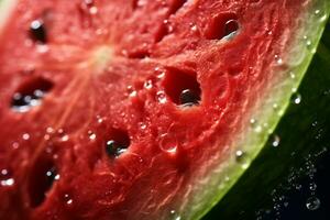 AI Generative image of juicy slice watermelon with water droplet photo