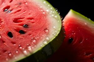 AI Generative image of juicy slice watermelon with water droplet photo