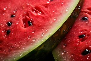 AI Generative image of juicy slice watermelon with water droplet photo