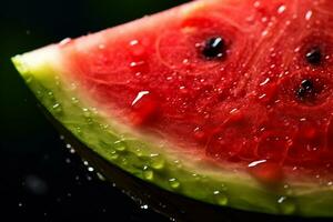 AI Generative image of juicy slice watermelon with water droplet photo