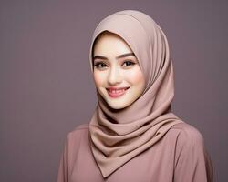 AI Generative Beautiful asian muslim girl wearing hijab photo