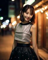 Beautiful asian girl on trandy casual outfit AI Generative photo