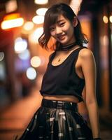 Beautiful asian girl on trandy casual outfit AI Generative photo