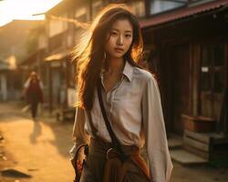 Beautiful asian girl showing the natural beauty AI Generative photo
