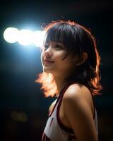 Beautiful basketball player with short hair and blunt bang AI Generative photo