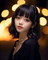 Beautiful asian girl in fashionable outfit AI Generative photo