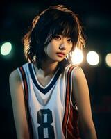 Beautiful basketball player with short hair and blunt bang AI Generative photo