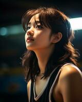 Beautiful basketball player with short hair and blunt bang AI Generative photo