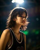 Beautiful basketball player with short hair and blunt bang AI Generative photo