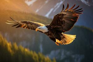 Image of an eagle flight in mid air AI Generative photo