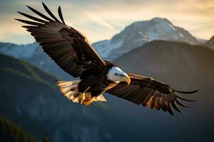 imagen de un águila vuelo en medio aire ai generativo foto