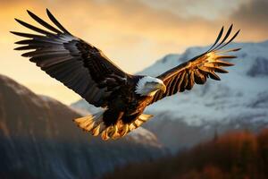 Image of an eagle flight in mid air AI Generative photo