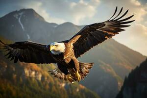 Image of an eagle flight in mid air AI Generative photo