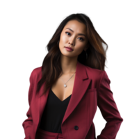 AI Generative Asian model in casual outfit radiating a warm smile transparent background png