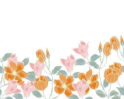 Hand Drawn Vintage Magnolia Flower Seamless Background vector