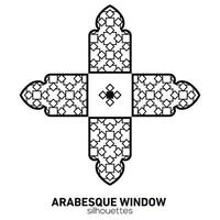 Arabesque window silhouettes. Vector symbol traditional islamic arches. Arabic traditional architecture. Ramadan Kareem design element. Geometric Ornament Arabic Pattern.