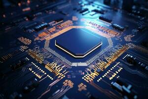 Digital futuristic chipset processor on a high tech circuit board AI Generated photo