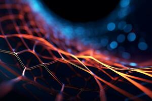 Abstract technological and scientific background with geometric mesh and lines AI Generated photo