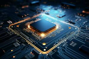 Digital futuristic chipset processor on a high tech circuit board AI Generated photo