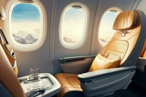 Experience vacation opulence in first class business luxury seating AI Generated photo