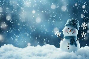 Snowy winter background complements a New Years greeting card design AI Generated photo
