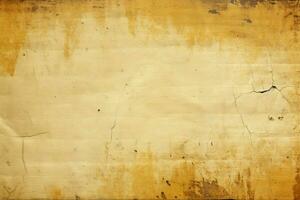 Weathered paper with a retro aura, showcasing white and yellow stains AI Generated photo