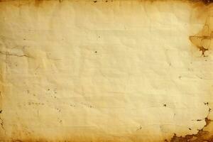 Aged papers retro appeal white yellow stained texture with timeless character AI Generated photo