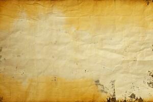 Aged papers retro appeal white yellow stained texture with timeless character AI Generated photo