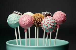 Tiny, flavorful cake pops, perfect for indulgent snacking or celebrations AI Generated photo