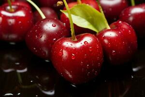 Vibrant red cherry, bursting with ripeness and natural sweetness AI Generated photo