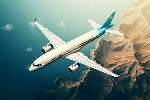 Aerial adventure begins with this airplane, a holiday travel concept AI Generated photo