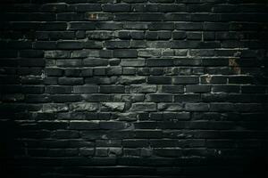 Black brick wall with artistic vignetting for depth and contrast AI Generated photo