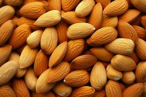 Close up view Almond and apricot kernels, perfect for nutritious snacking AI Generated photo