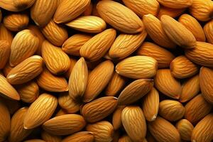 Close up view Almond and apricot kernels, perfect for nutritious snacking AI Generated photo