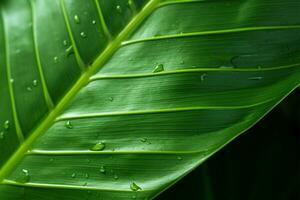 Close up view reveals the mesmerizing intricacies of a tropical leaf AI Generated photo