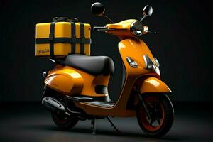 Scooter with a courier box, a contemporary solution for deliveries AI Generated photo