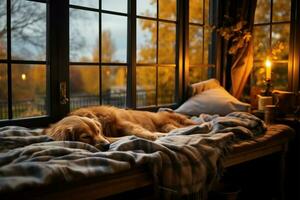 un cálido, pacífico antepecho siesta, capturar el esencia de higge ai generado foto