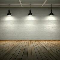 Illuminated white brick showroom, emphasizing its unique design AI Generated photo