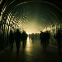 A tunnel of haste, filled with people on their way to work AI Generated photo