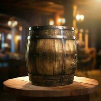 Aged barrel, its past fading into a blurry background scene AI Generated photo