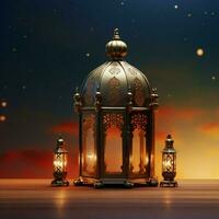 Eid Ul Adha celebrations captured on cards with ornate Arabic lanterns AI Generated photo